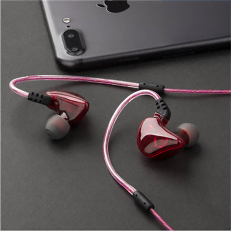 Music Wired Control Earphone Dual Dynamic Drivers HIFI Bass Sound In-ear Sport Earphone With Mic