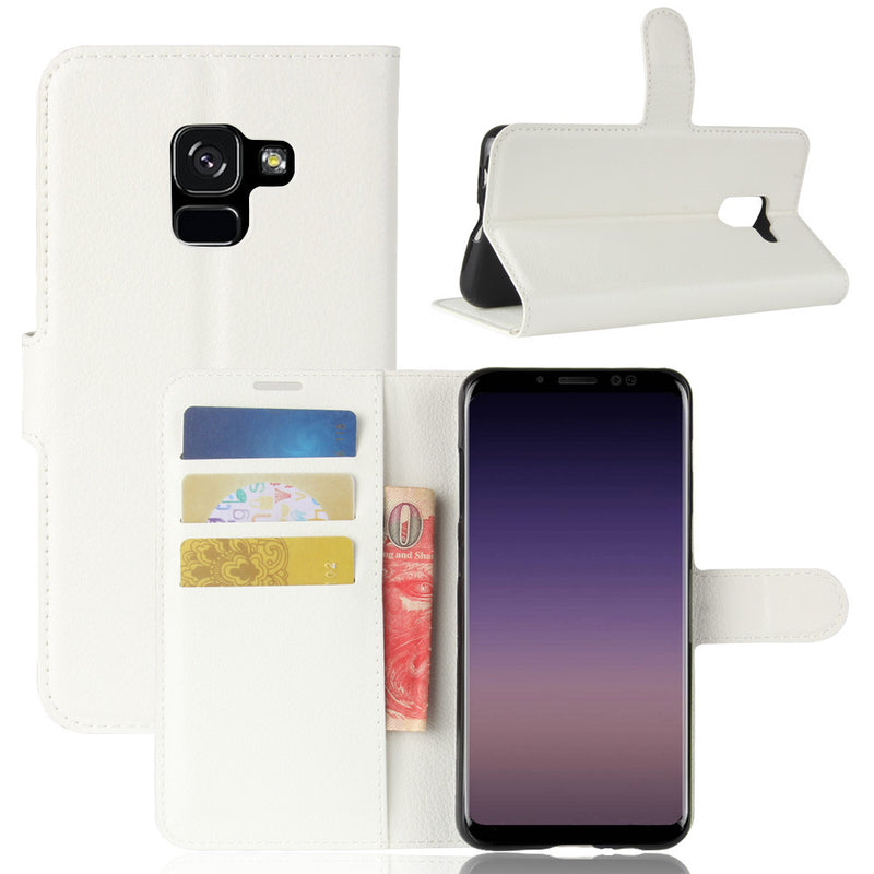Litchi PU Leather Flip Card Slots Bracket Wallet Case for Samsung Galaxy A8 2018