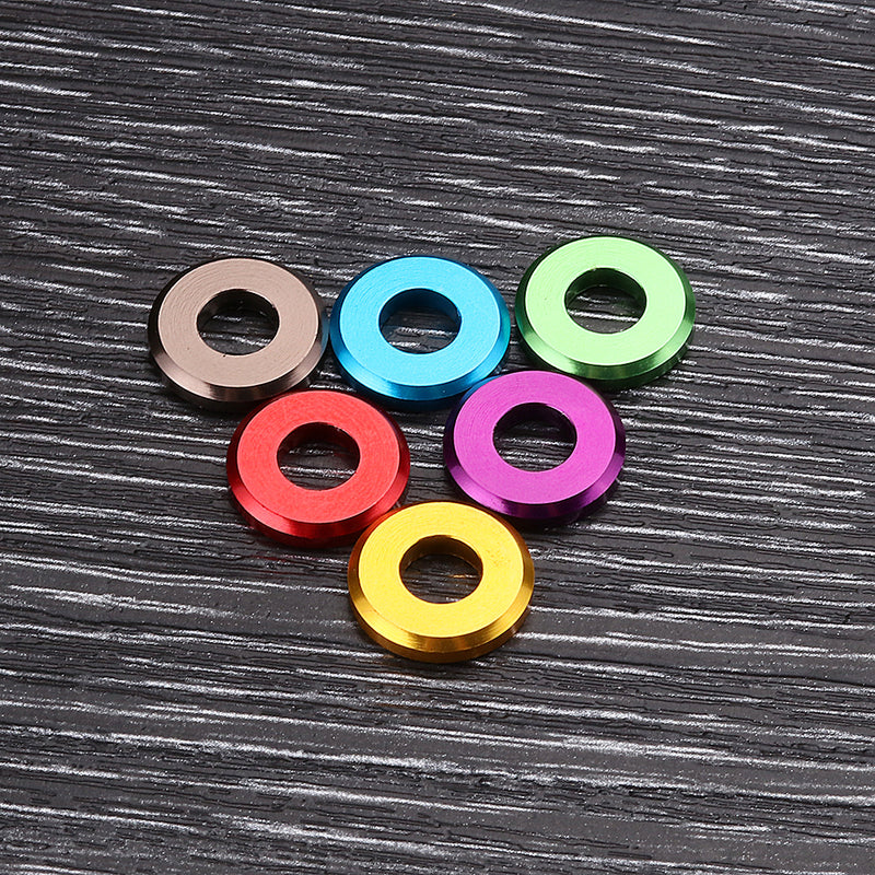 Suleve M5AW1 10Pcs M5 Aluminum Alloy Flat Fender Screw Washer Spacer Gasket Multicolor