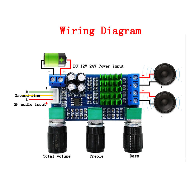 DC 12V To 24V 2X80W XH-M567 Dual Channel Digital Amplifier Board