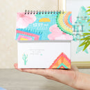 2019 Calendar Folding House Desktop Table Paper Note Storage Box Daily Organizer