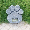 Memorial Tombstone Keepsake Gravestone Tomb Dog Cat Paw Footprint Shape Funeral Stone w/ Photo Slot Sympathy Poem for Pets Decorations