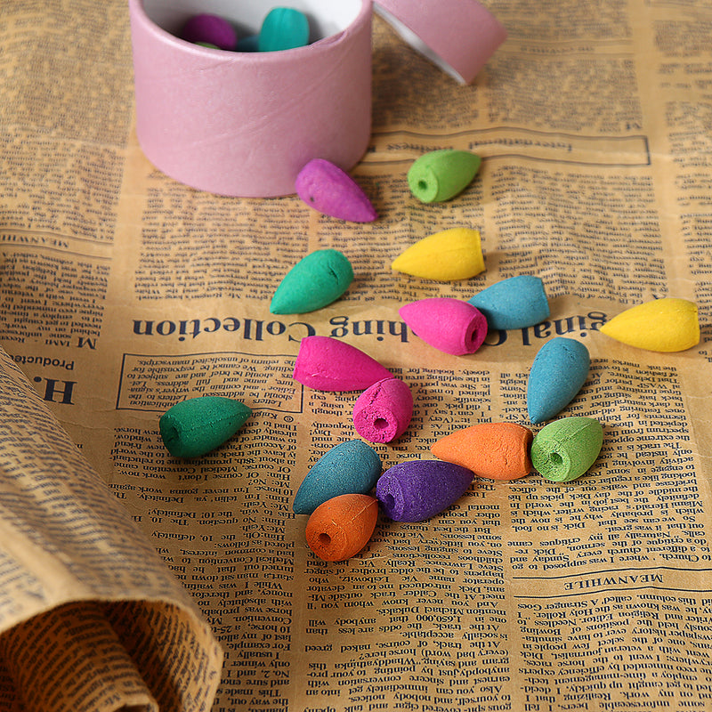 25pcs Random Fragrance Multicolor Smoke Tower Backflow Incense Hollow Cones