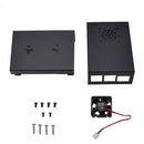 Black/Silver Aluminum Alloy Case Protective Metal Enclosure with Cooling Fan For Raspberry Pi 4