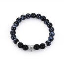 Fashion Men's Beads Bracelet Leopard Charm Natural Stone Adjustable Bracelets