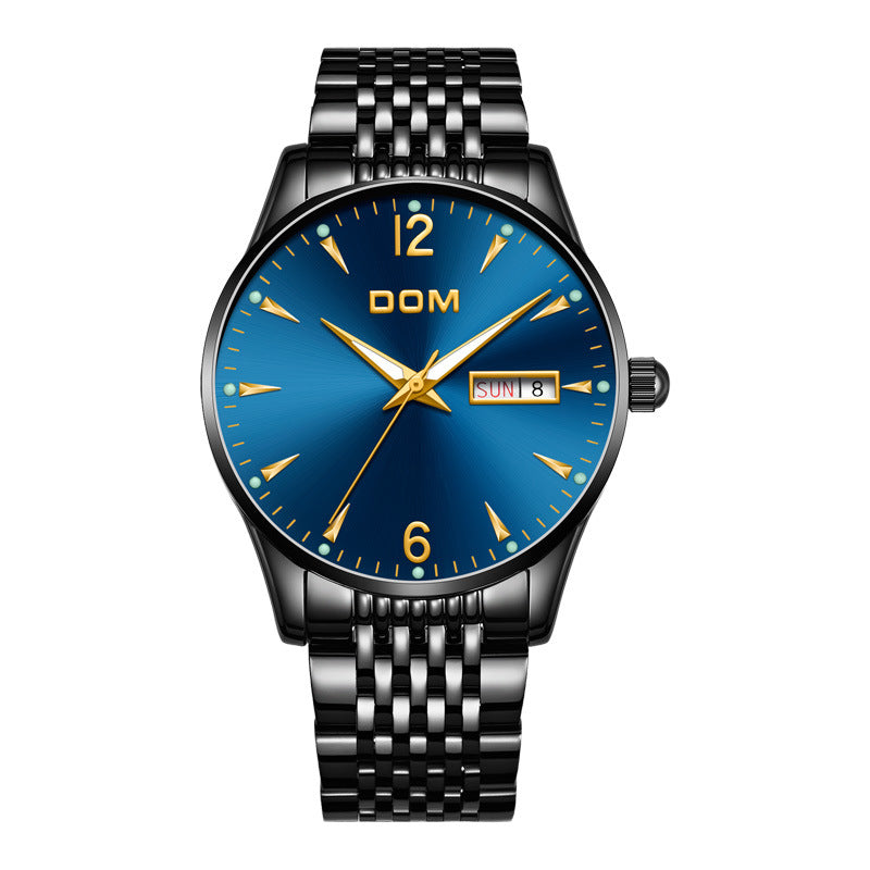 DOM M-11BL-1M89 Fashion Men Watch 3ATM Waterproof Luminous Date Display Quartz Watch