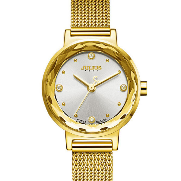 JULIUS 917 Simple Fashion Mesh Stainless Steel Strap Girls Quartz Watch