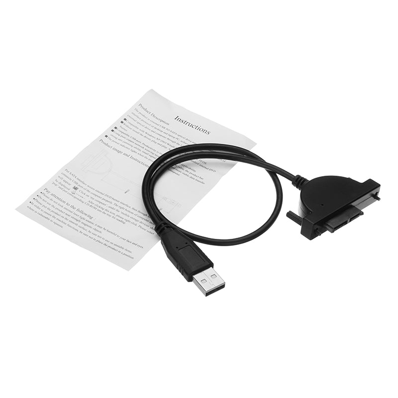 USB 2.0 To SATA 7+6 13Pin Laptop CD/DVD Rom Optical Drive Adapter Cable
