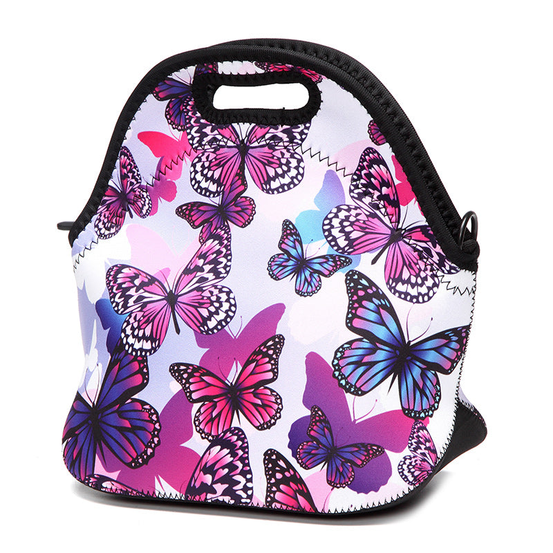 Stretchy Neoprene Insulated Lunch Bag Tote Reusable Bento Container Organizer With Shoulder Girdle