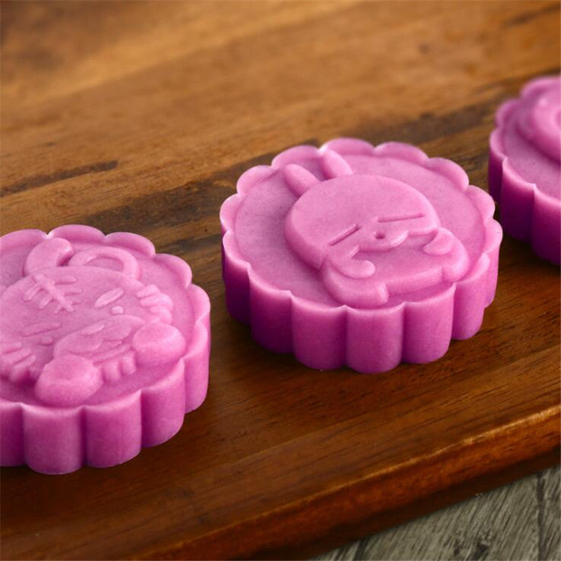 50g 12Pcs Animal Stamps Round Pastry Moon Cake Mold Cookies Mooncake Mould DIY Baking Tool Decor