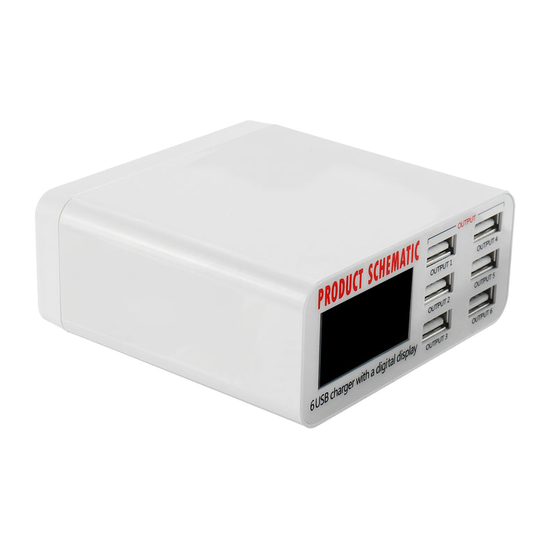 40W 6 Ports USB Intelligent Charger LCD Screen Desktop Intelligent Charging Station Charge
