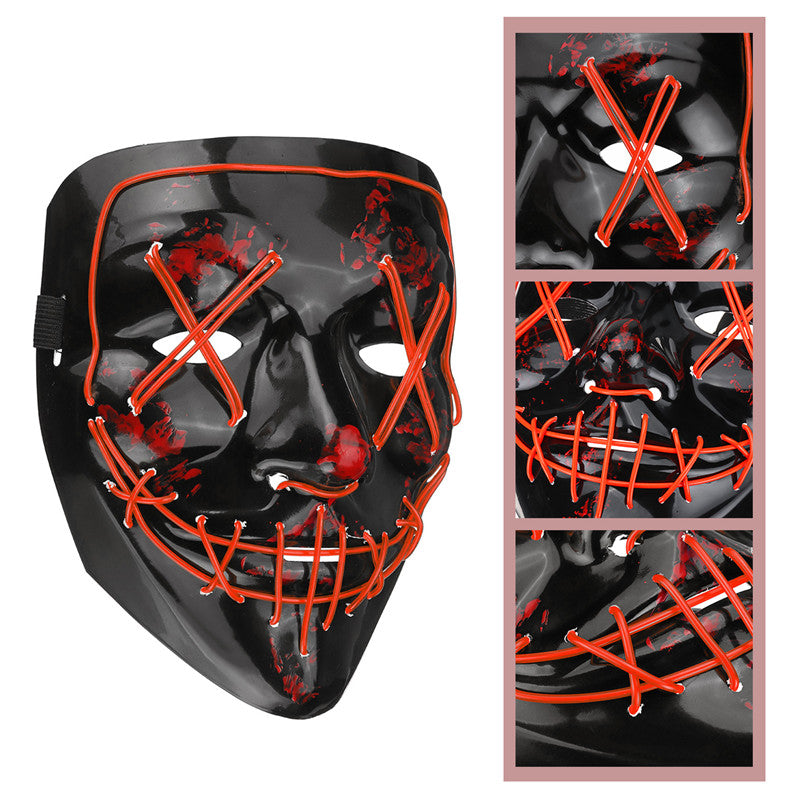 Halloween 4-Modes LED Light El Wire Mask Up Funny Mask The Purge Election Year Great Cosplay Mask