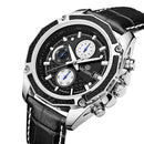MEGIR M2015 Men Watch Leather Strap Multifunction Chronograph Fashion Casual Quartz Wrist Watch