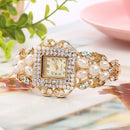 Fashionable Pearl Bracelet Diamond Watch Exquisite Ladies Dress Women Quartz Watch
