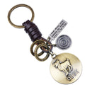 Retro Twelve constellation Woven Keychain Soft Leather Cord Keychain For Men