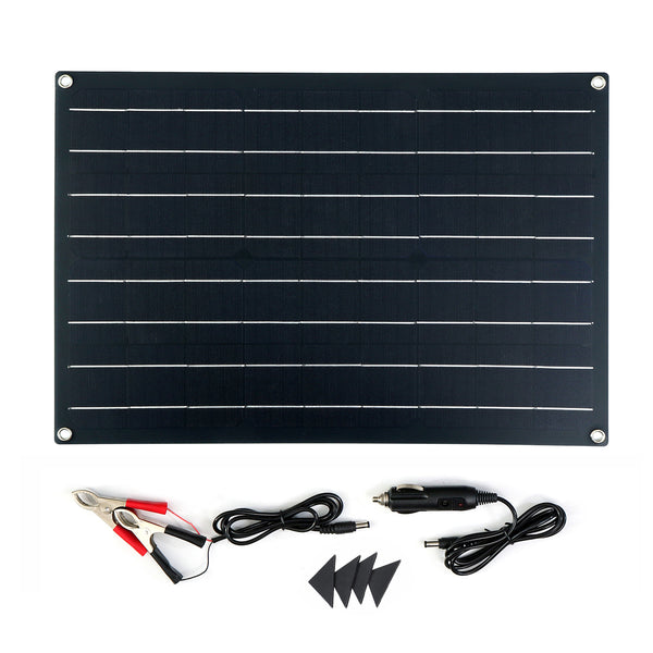 30W Waterproof Solar Panel Matte Texture Car Emergency Charger WIth 4 Protective Corners Dual USB+DC