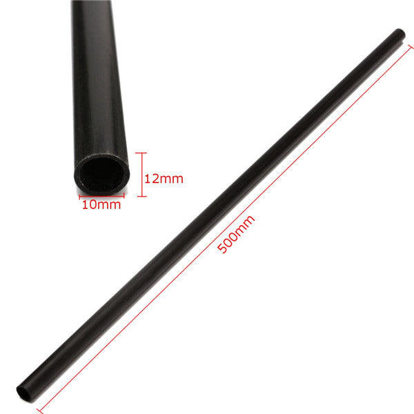 500mm*12mm*10mm Black Carbon Fiber Tube for Multicopter