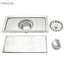 200x100mm Stainless Steel Rectangle Shower Floor Drain Removable Strainer Linear Quick Drain Grate