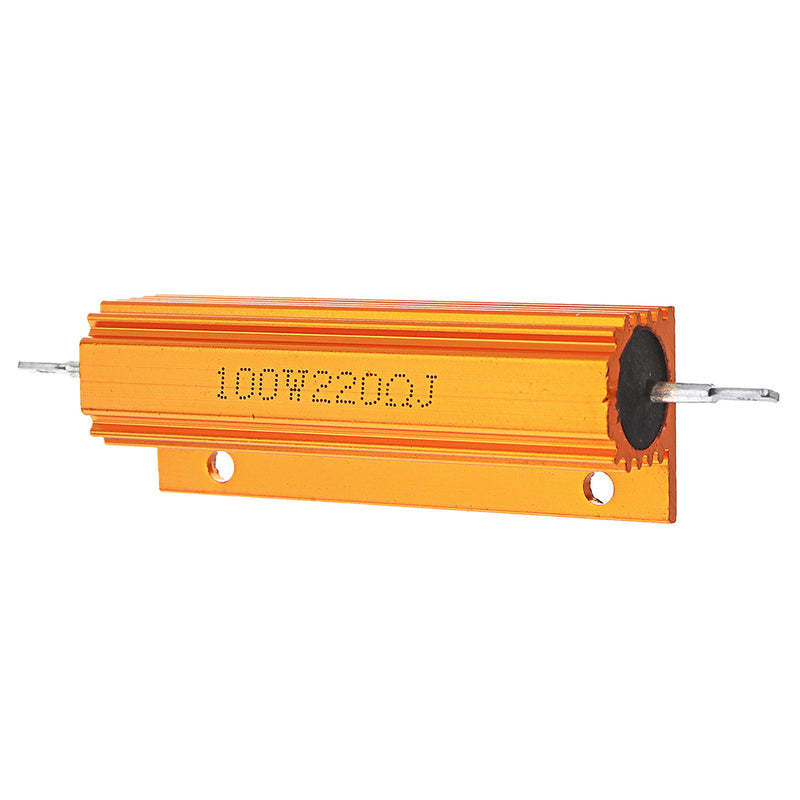 RX24 100W 220R 220RJ Metal Aluminum Case High Power Resistor Golden Metal Shell Case Heatsink Resistance Resistor