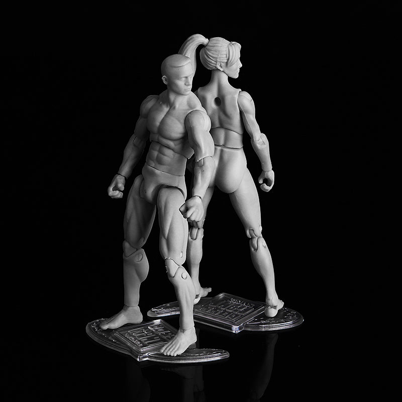 3.75'' PVC Female Male Body Joints Action Figure Gray Flesh Luxury Skin Version