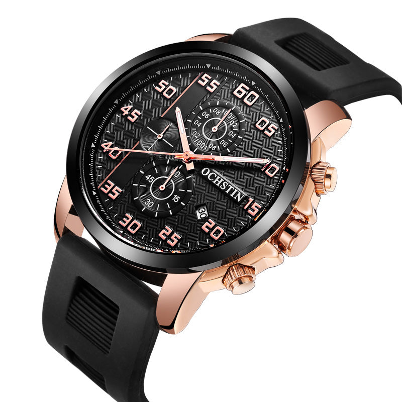 OCHSTIN GQ080 Bussiness Style Male Wristwatch Silicone Band Analog Sport Quartz Watch