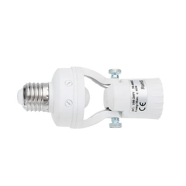 LUSTREON AC100-240V 60W E27 to E27 Rotatable Infrared PIR Motion Sensor Bulb Socket Lampholder
