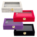 Jewelry Velvet Wood Ring Display Organizer Case Tray Holder Earring Storage Box