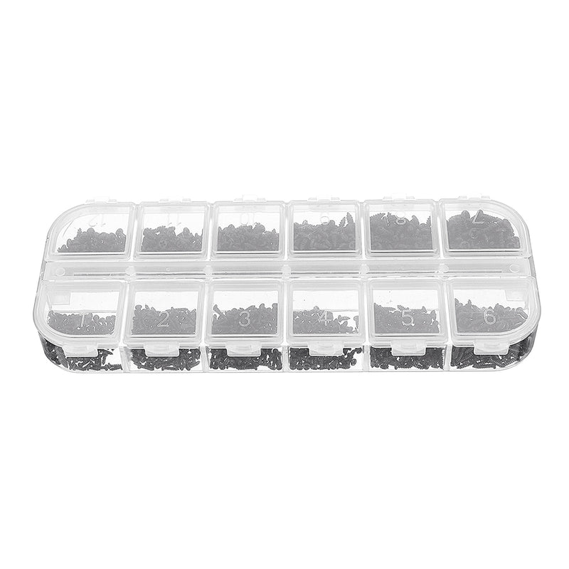 Suleve MXCP5 1200Pcs Mini Phillips Screw Micro Electronic Black Round Head Self Tapping Screw Kit M1 M1.2 M1.4 M1.7
