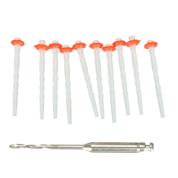 10pcs Dental Fiber Post Resin High-intensity Screw Thread Quartz with Drill