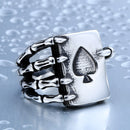 Gothic Spades Claw Stainless Steel Men's Ring Punk Rocker Finger Ring Gift