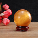 40mm Crystal Ball With Base For Home Decorations Yellow Natural Stones Specimen