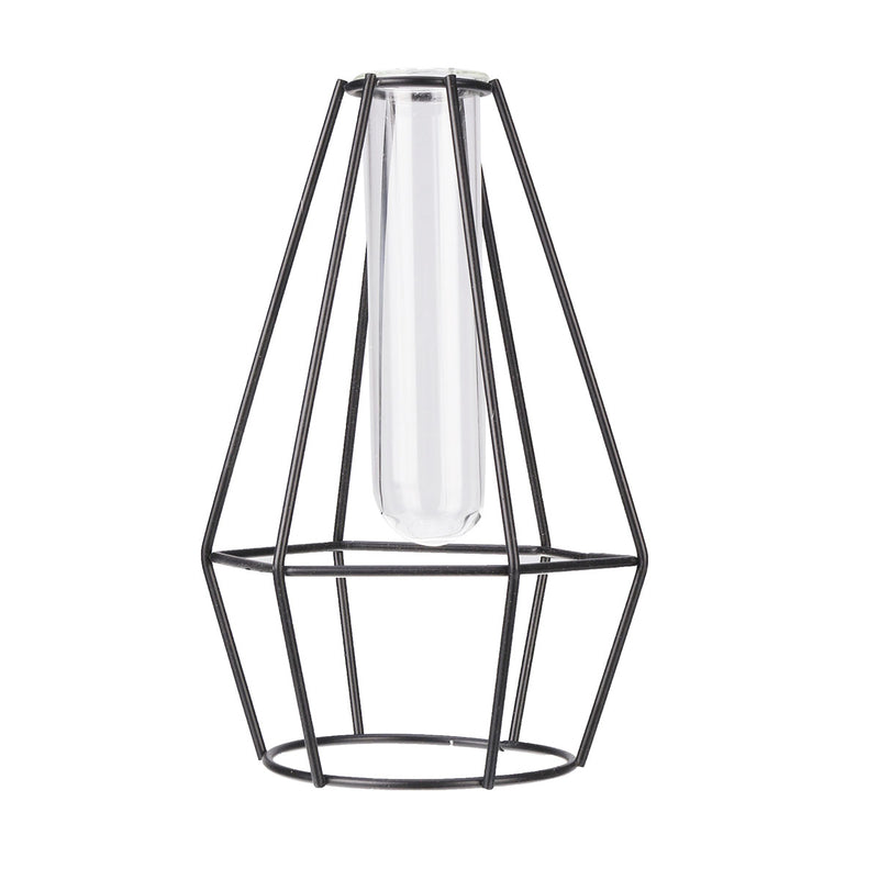 Creative Hanging Test Tube Glass Vase Hydroponic Flower Container + Base Holder