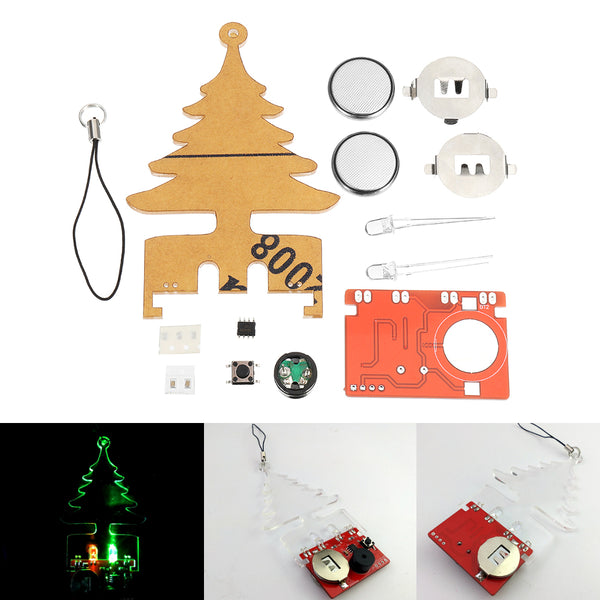 DIY Electronic Music Flash Tree Kit Battery Power LED Flashes Creative Tree Soldering Practice Board