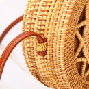 Women's Beach Handwoven Round Rattan Bag Straw Pattern Handbags Crossbody Tote