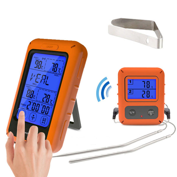 TS-TP20 Remote Wireless Touch Screen Food Dual Temperature Probe Digital Thermometer Large Screen with Timer  Digital Meat BBQ Oven Thermometer
