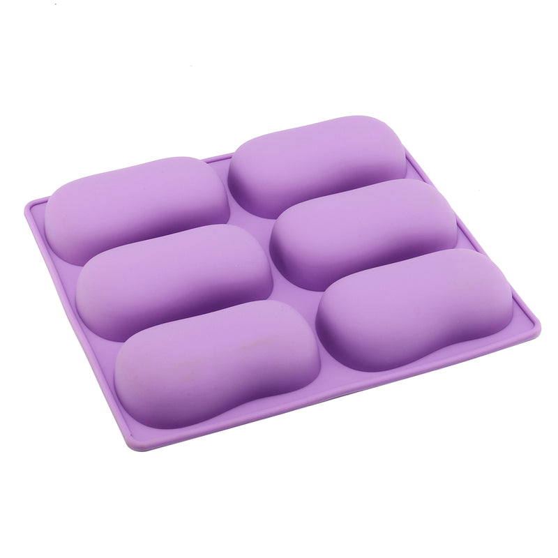DIY 6 Slots Cake Mold Tool 3D Oval Silicone Soap Mould Baking Mold Handmade Chocolate Pudding Jelly