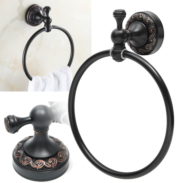 Antique Black Space Copper Towel Ring Holder Bathroom Wall Mounted Rack Hanger