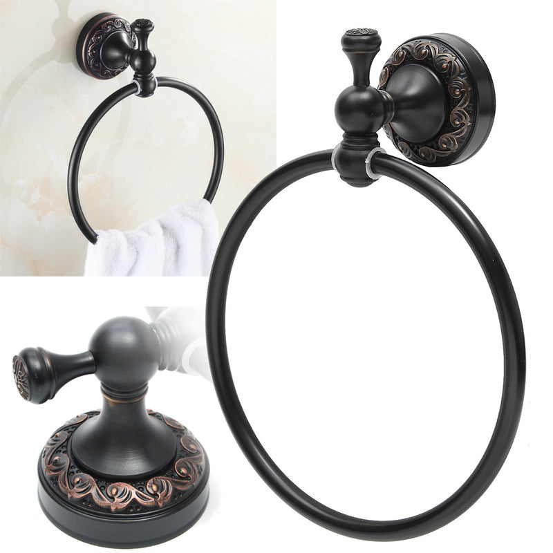 Antique Black Space Copper Towel Ring Holder Bathroom Wall Mounted Rack Hanger
