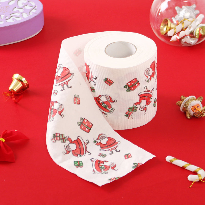 Santa Claus Printed Merry Christmas Toilet Paper Tissue Table Room Decor Ornament Crafts Decorations