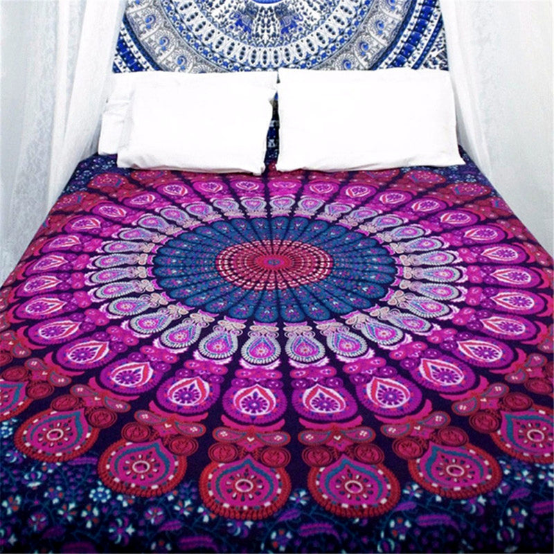 Honana WX-99 New 150x210cm Bohemian Style Polyester Fiber Beach Towel Mat Tapestry Mandala Rectangle Bed Sheet