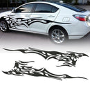 2Pcs 210.5x48cm DIY Flame Graphics Vinyl Car Side Stickers Decal Waterproof Black