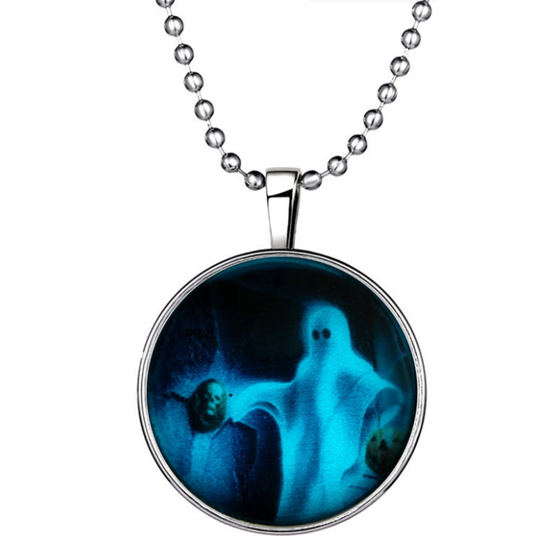 Halloween Jewelry Glowing Black Animal Magic Pendant Stainless Steel Chain Necklace