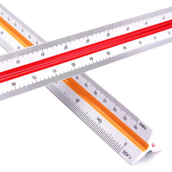 Deli 8930 Student Triangular Scale Straight Ruler Multi-function Drawing Mapping Measurement Ruler For 30cm