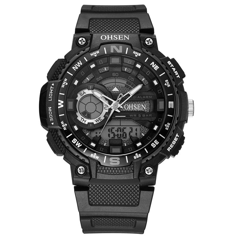 OHSEN AD1705 Digital Watch Dual Display Multifunction LED Sport Swimming Men Watch