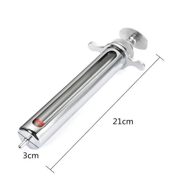 50ml Stainless Steel Animal Syringe Veterinary Lab Pet Injector