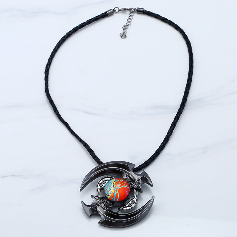 Unisex Fidget Spinner Necklace Twine Pendant Necklace for Men Women