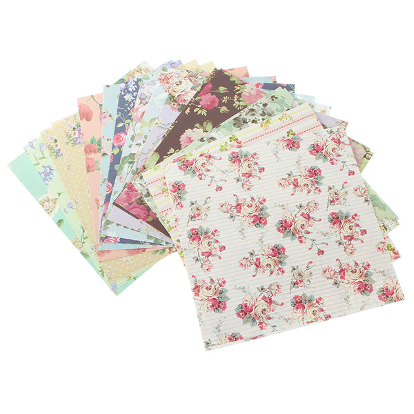 KiWarm 24Sheets 15x15cm Assorted Floral Folding Paper Origami Art Background Paper Card Making DIY Scrapbook Paper Craft Paper Art