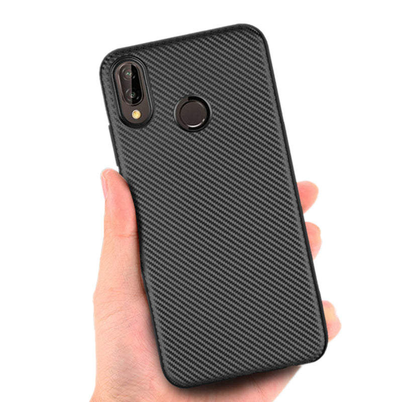 Carbon Fiber Shockproof Soft TPU Back Protective Case For Huawei P20 Lite
