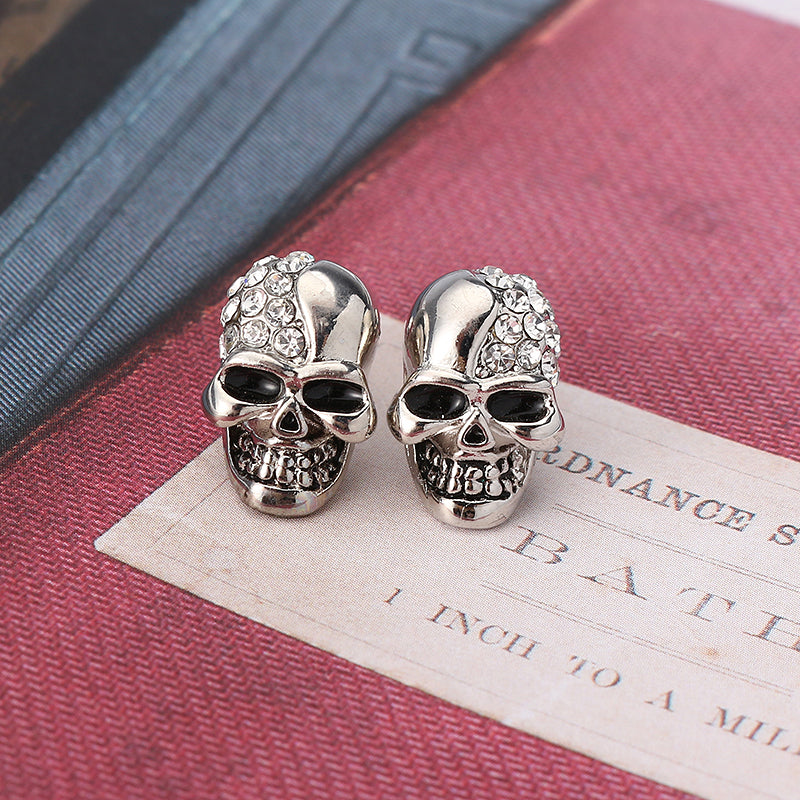 Punk Skull Head Ear Stud Rhinestone Earrings Wholesale for Men Women