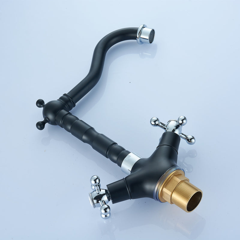 Brass Kitchen Sink Faucet Bathroom Basin Hot & Cold Water Mixer Tap Double Handle